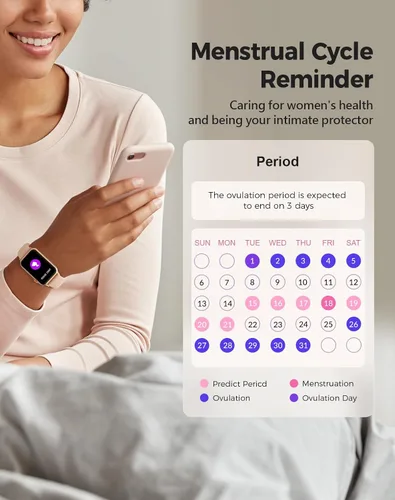 Vista 5 de Reloj inteligente de seguimiento de salud y fitness con monitor de oxígeno en sangre, presión arterial y frecuencia cardíaca las 24 horas del día