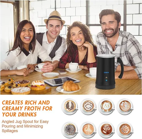 Vista 6 de Espumador de leche, espumador automático de leche con funcionalidad fría y caliente, vaporizador de leche eléctrico y calentador para latte