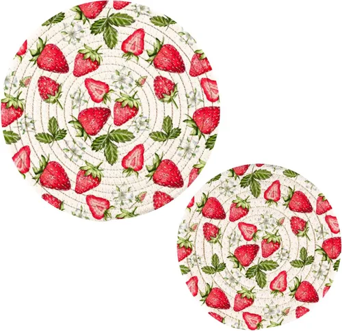 Vista 8 de Qilmy Cherry Kitchen - Juego de 2 agarraderas redondas, resistentes al calor, para platos calientes, ollas calientes y sartén, 7 pulgadas + 9