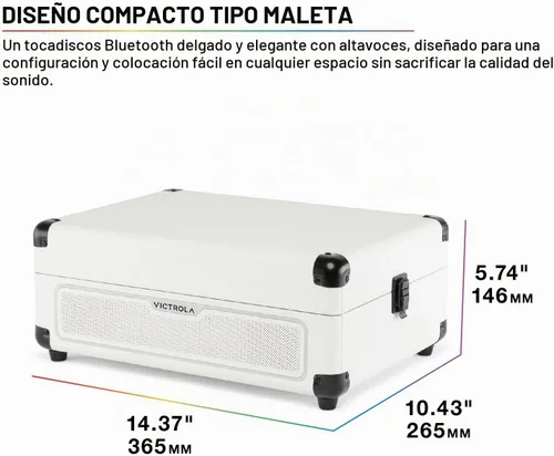 Vista 8 de Victrola Journey Glow - Tocadiscos de maleta iluminada - 18 efectos de luz RGB, altavoces estéreo con graves mejorados, transmisión Bluetooth (negro)