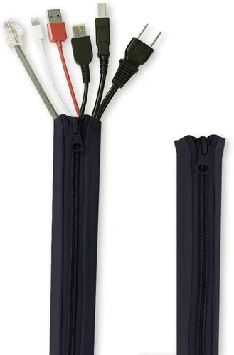 Vista 13 de StangH Organizador de mangas para organizar cables, 19 pulgadas, para el hogar y la oficina, con cremallera, organizador de cables, envoltura