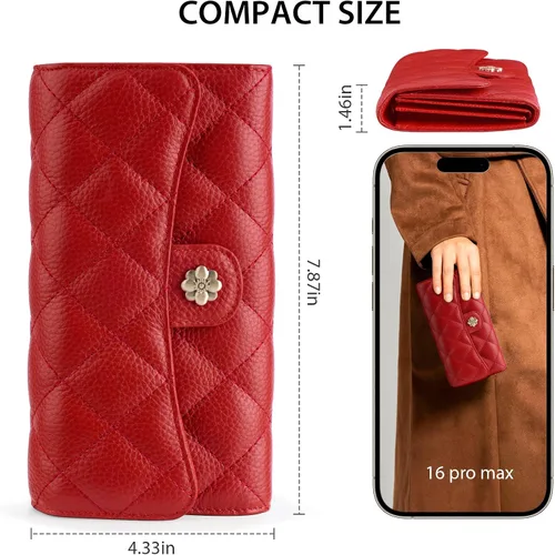 Vista 5 de XINNSTAR Cartera para mujer con bloqueo RFID de gran capacidad, cartera larga para mujer con bolsillo de muñeca, con ventana para tarjeta