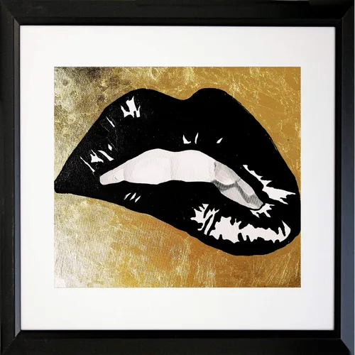 Vista 8 de Buyartforless PopArtQueen - Pintura de labios negros (12 x 12 W, marco)