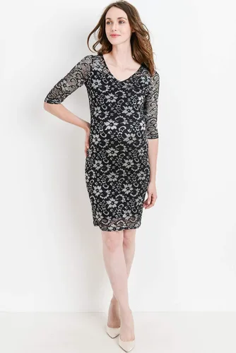 Vista 5 de Vestido de maternidad con encaje floral hasta la rodilla para mujer de HELLO MIZ