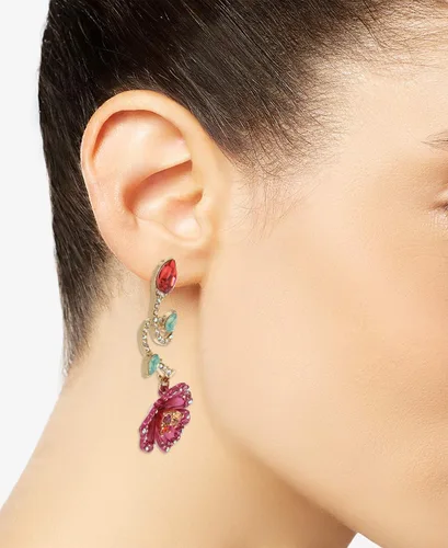 Vista 2 de Betsey Johnson Pendientes florales Mismatch Vidrio Plástico