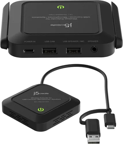 Vista 2 de j5create Extensor Inalámbrico para Cámara Web USB, Micrófonos o Altavoces, Ideal para Transmisiones y Conferencias, Sin Compatibilidad