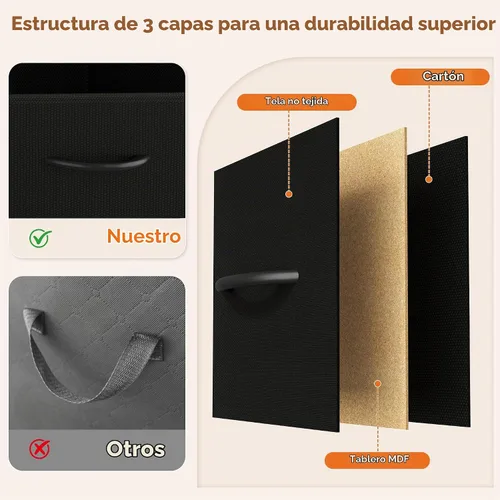 Vista 5 de Sweetcrispy Cómoda alta de tela para dormitorio, cómoda delgada de 6 cajones, torre de almacenamiento estrecha con parte superior de madera y marco