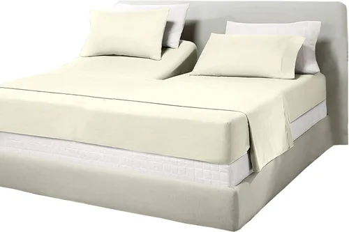 Vista 12 de Juego de sábanas de algodón de 600 hilos tamaño Queen dividido para base de cama ajustable, juego de sábanas de 4 piezas con bolsillo profundo