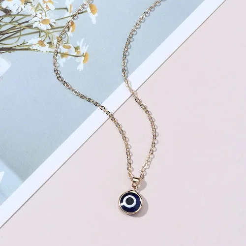 Vista 2 de COLORFUL BLING 2 collares de mal de ojo, amuleto de tercer ojo azul, collar de cadena de oro de ojo delicado, protección de la cábala, joyería