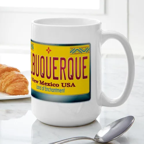 Vista 5 de CafePress ALBUQUERQUE New Mexico - Taza grande para placa de matrícula de 15 oz (15.0 fl oz)