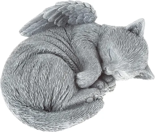 Vista 6 de Piedra Conmemorativa para Gatos - Ángel de Gatito Durmiendo en Paz, Estatua para Jardín, Recuerdo, Marcador de Tumba y Pérdida - Regalo de Simpatía