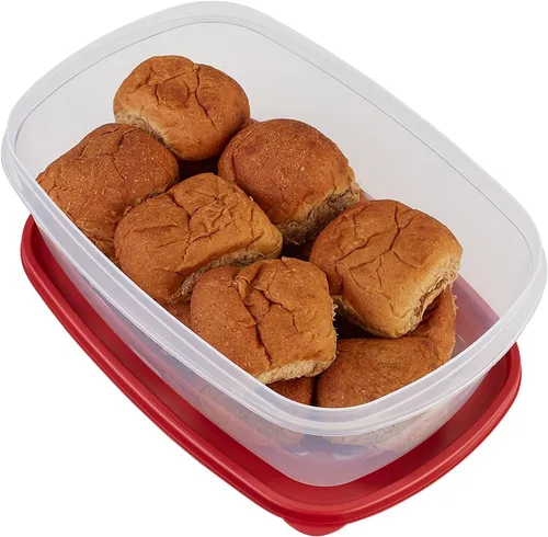 Vista 2 de Rubbermaid 071691405382 alimento, paquete de 2, transparente con tapa roja