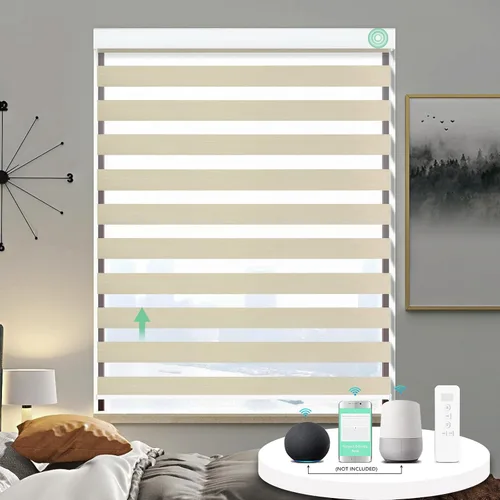Vista 18 de MING CHEN Persianas motorizadas con control remoto, motor recargable integrado, persianas eléctricas automáticas de cebra compatibles con Alexa