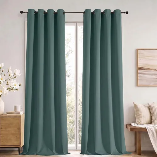Vista 135 de Simplebrand Cortinas blancas puras de 96 pulgadas de largo para oscurecer la habitación, juego de 2 paneles para dormitorio/sala de estar, bloqueo