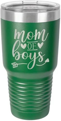Vista 15 de MOM OF BOYS Vaso negro de 30 onzas con popote y tapa superior deslizante Taza de viaje de acero inoxidable Comparar con Yeti Rambler