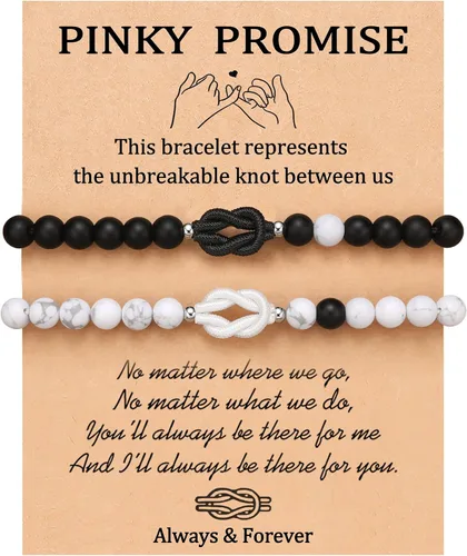 Vista 8 de UNGENT THEM Pinky Promise Forever Knot - Pulseras para parejas, aniversario, Navidad, San Valentín, regalos para novio, novia, él y ella