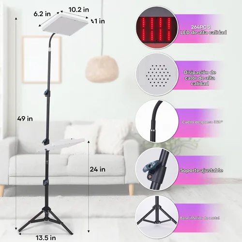 Vista 5 de Luz de cultivo de plantas para interiores, 264 luces LED de espectro completo con soporte de trípode ajustable con control remoto y función