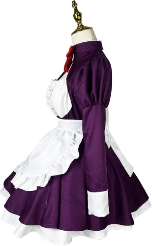 Vista 2 de COLSA Disfraz de sirvienta de anime, vestido de sirvienta con máscaras, trajes de Halloween