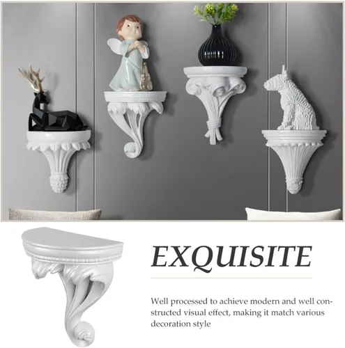 Vista 8 de Cabilock Estante flotante de pared de resina de estilo nórdico, estante de almacenamiento para decoración del hogar, organizador compacto para baño