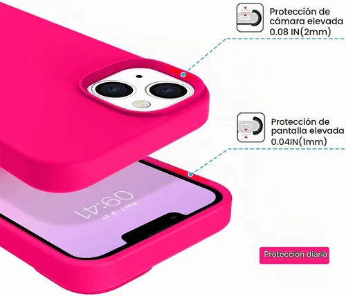 Vista 5 de BENTOBEN Funda para iPhone 14 Plus, ajuste delgado, de silicona líquida, de goma suave, antiarañazos, a prueba de golpes, con forro de microfibra