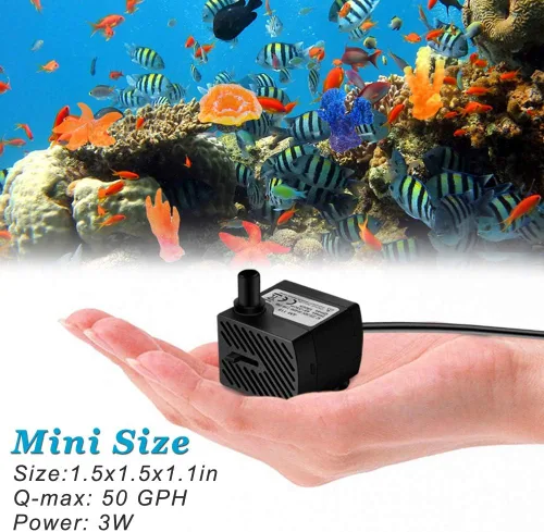 Vista 6 de DOMICA Mini bomba de agua sumergible de 3 W, 50 GPH, bomba de fuente pequeña para estanque, acuarios, pecera, fuente de mesa, fuente para mascotas
