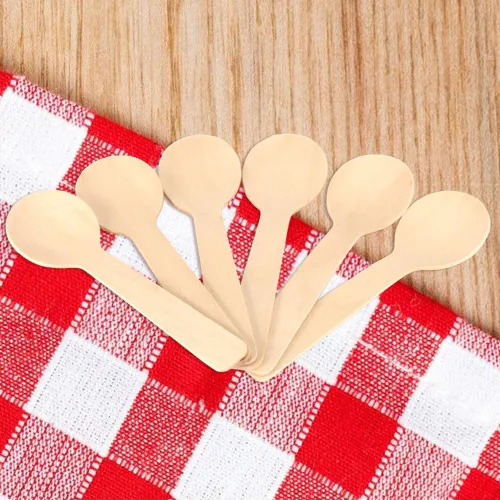 Vista 5 de Cucharas desechables de madera, 100 unidades, ecológicas, compostables, biodegradables, para helado, para cocinar, servir utensilios de cocina