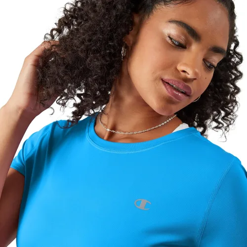 Vista 4 de Champion Camiseta deportiva clásica para mujer, camiseta deportiva que absorbe la humedad, camiseta atlética para mujer, talla grande disponible