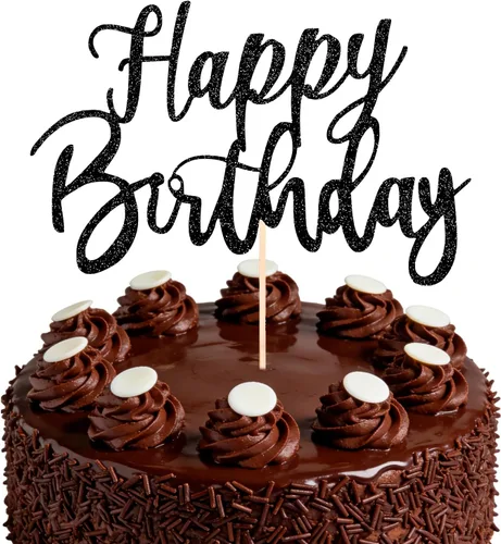 Vista 8 de Decoración negra para tartas de cumpleaños, suministros de decoración de fiesta de cumpleaños Negro 1