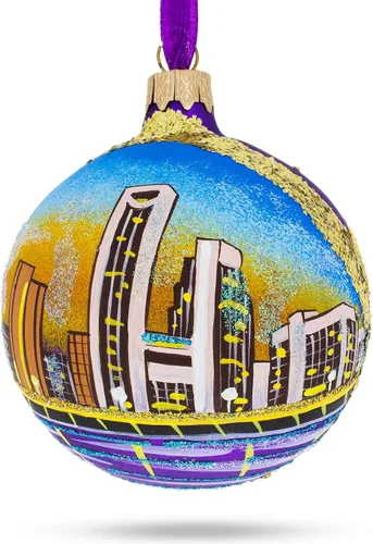 Vista 3 de Corpus Christi, adorno navideño de bola de cristal de Texas, 3.25 pulgadas
