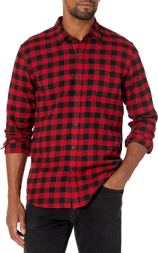 Vista 22 de Amazon Essentials Camisas de franela de manga larga para hombre, corte ajustado, a cuadros con botones