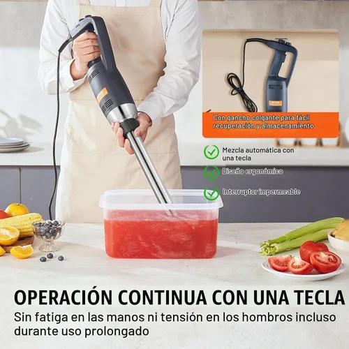 Vista 4 de VEVOR Batidora de Inmersión Comercial, Mezclador de Mano de 350W de Alta Resistencia, Mezclador de Velocidad Variable Sin Escalas de 16 Pulgadas