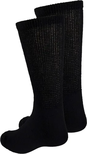 Vista 6 de Truform Calcetines diabéticos para hombres y mujeres, estilo médico, longitud media, altura de media pantorrilla, 3 pares, negro, S