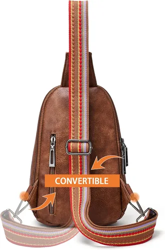 Vista 3 de Riñonera de cuero para mujer, bolsa cruzada de viaje de moda