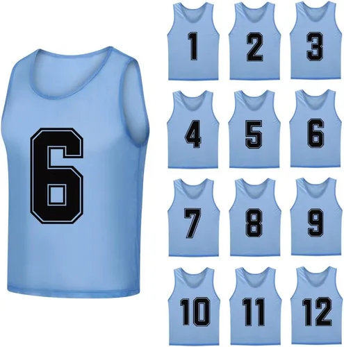 Vista 13 de Paquete de 12 (1-12) Pinnies/baberos de entrenamiento de fútbol/camisetas de baloncesto para niños, jóvenes y adultos