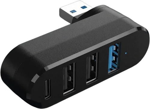Vista 7 de 4 puertos USB3.0 Hubs 180° Divisor USB giratorio con 3 puertos USB 1 USB C alimentado puerto de datos USB Extensor USB para portátil