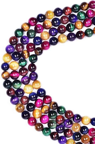 Vista 6 de Cuentas sueltas redondas naturales AAA+ de ojo de tigre azul oscuro, piedra energética, poder curativo para hacer pulseras y joyas, 1 cuerda de 15