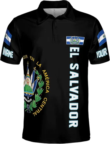 Vista 2 de ThuhaTree Store - Camisa polo personalizada de El Salvador para hombres y mujeres, S-5XL, polo de El Salvador para mujer, polo El Salvador