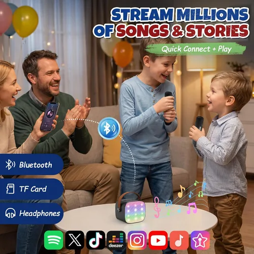 Vista 5 de YLL Máquina de karaoke para niños y adultos, regalos de cumpleaños para Negro
