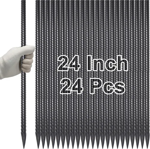 Vista 8 de VVOKGO Estacas de refuerzo de 12 pulgadas de metal con puntas en espiral para asfalto (16 piezas), anclajes galvanizados de 1/2 pulgada de diámetro