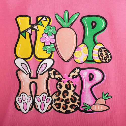 Vista 5 de Mommy and Me - Camiseta de Pascua a juego con divertido conejito Hip Hop, camiseta de manga corta para madre e hija