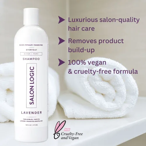Vista 5 de SalonLogic Champú limpio y puro para uso diario, lavanda, productos de calidad de salón, tratamiento de queratina, aroma natural, hidratante