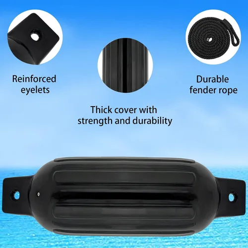 Vista 4 de ISURE MARINE Paquete de 4 fundas para parachoques de barcos (negro, varios tamaños)