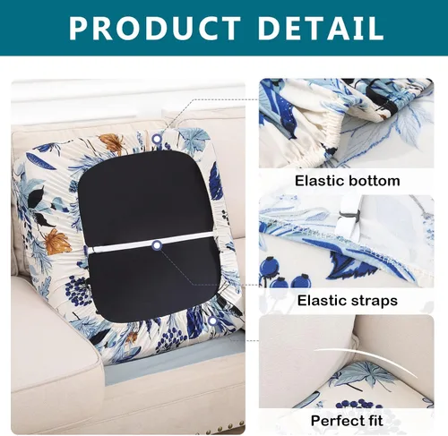 Vista 30 de hyha Fundas de cojín de sofá estampadas, fundas de sofá florales lavables para sofás con 2 cojines, fundas de cojín de patrón elástico para muebles