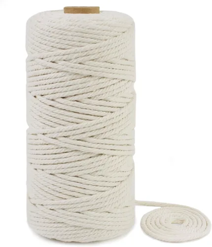Vista 33 de Cuerda de macramé de 0.197 in x 22 yardas, cuerda gruesa de hilo de algodón natural, cuerda de colores para colgar plantas de macramé, para colgar