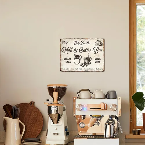 Vista 6 de Letrero de café rústico personalizado para decoración de cafetería, letrero personalizado de barra de café de granja, leche fresca de granja