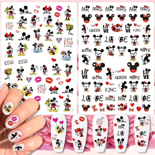 Vista 5 de Calcomanías de arte de uñas de San Valentín, calcomanías autoadhesivas 3D, diseño de corazón romántico, diseño de corazón romántico, calcomanías
