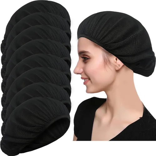 Vista 13 de Paquete de 4 u 8 gorros de chef para cocina, gorra de chef ajustable para servicio de alimentos, redes para el cabello, reutilizables, lavables