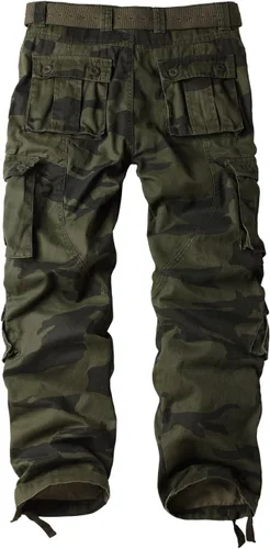 Vista 2 de AKARMY - Pantalones cargo informales para hombre, pantalones militares de camuflaje, pantalones de combate y trabajo con 8 bolsillos (sin cinturón)