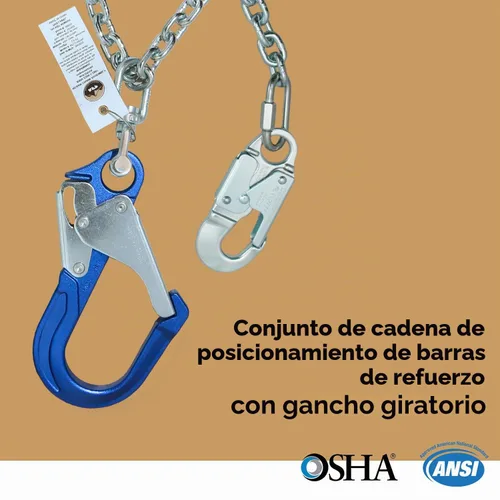 Vista 2 de Conjunto de cadena de posicionamiento de barra de refuerzo AFP con gancho giratorio (aluminio)