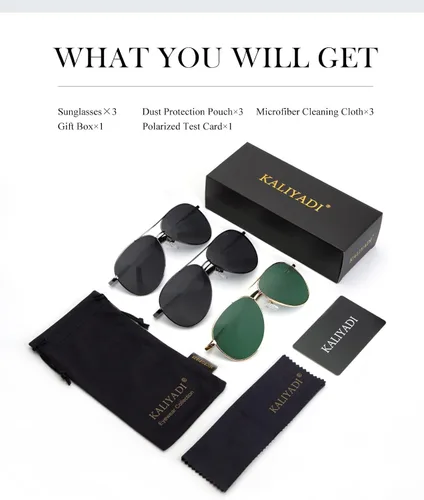 Vista 7 de KALIYADI Gafas de sol de aviador mejoradas para hombres y mujeres polarizadas vintage ultraligeras con protección UV